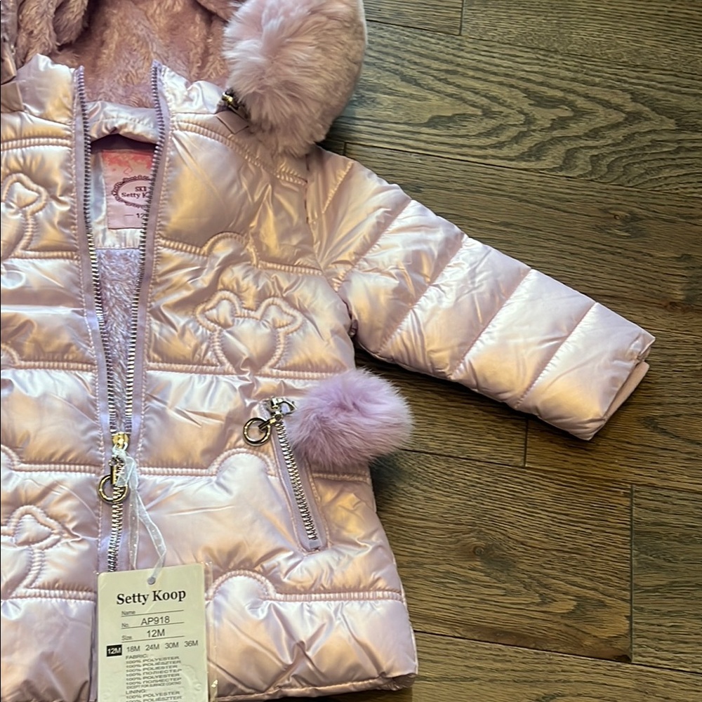 Serty Koop Lilac Puffer Coat with Faux Fur 12 months fashion jacket purple NWT - Picture 5 of 11